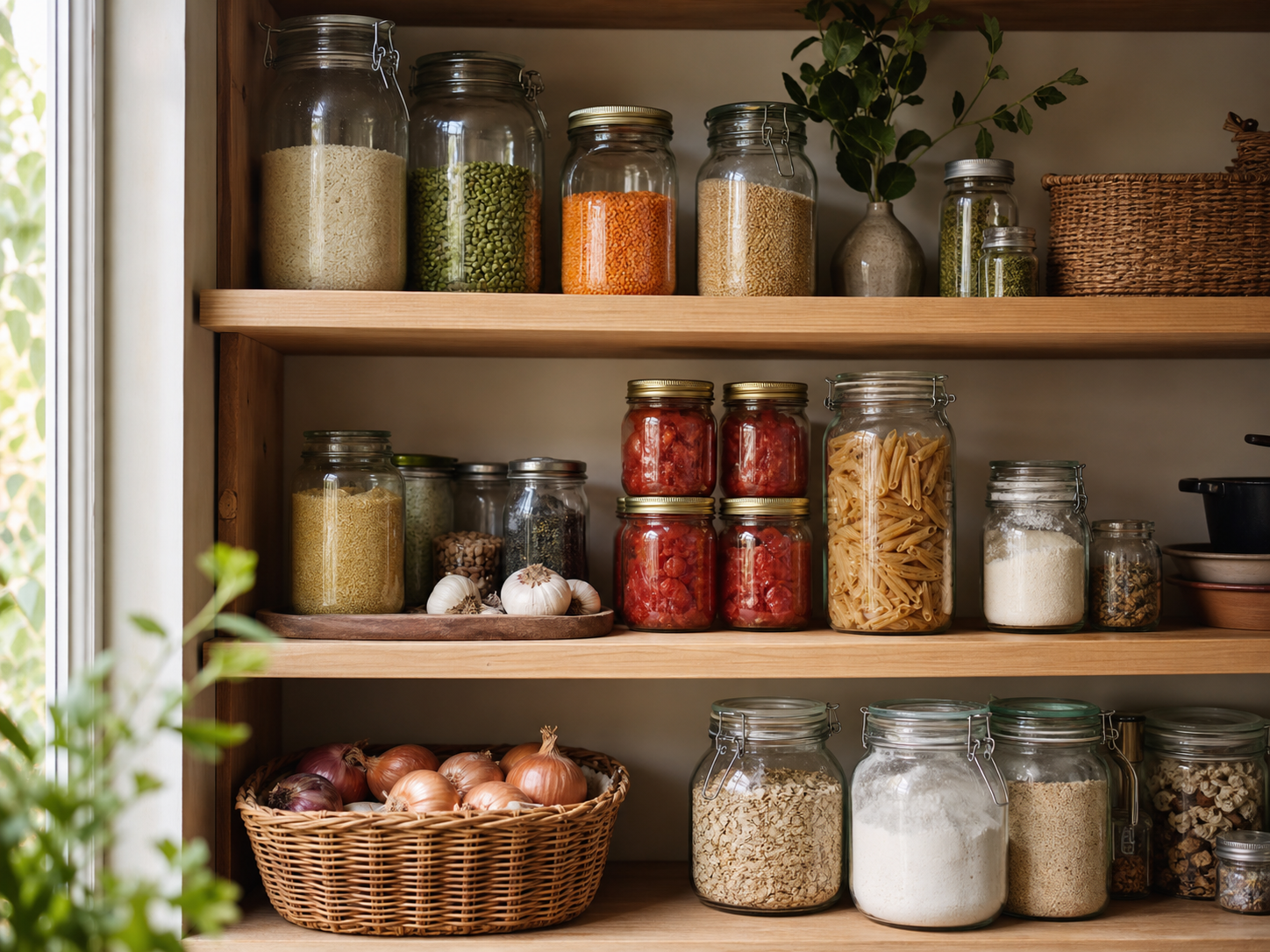 Well-organised pantry shelves